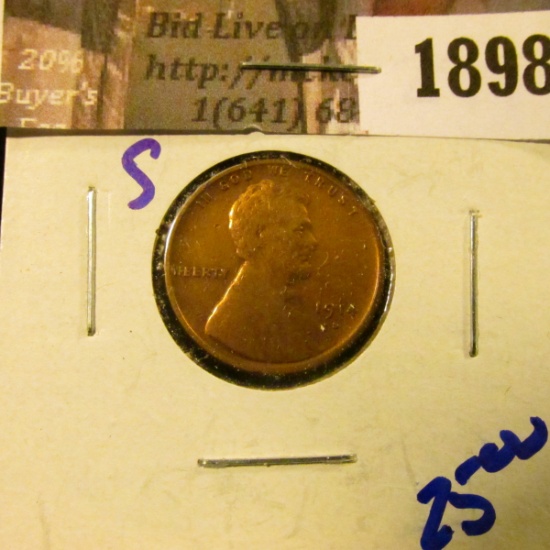 1898 . 1914-S Semi Key Date Wheat Cent