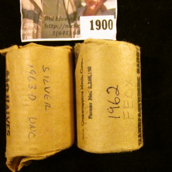 1900 . 1962 P Original Gem BU Bank-wrapped Roll of Franklin Half Do