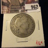 962 . 1909 Barber Half Dollar, G, value $16