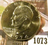 1073 . 1974-D Eisenhower Dollar, BU toned from a Mint Set, MS63 val