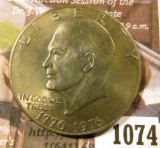 1074 . 1976 variety 2 Eisenhower Dollar, BU toned from a Mint Set,