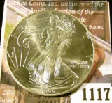 1117 . 1995 American Silver Eagle, BU in capsule, value $35