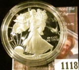1118 . 1986 American Silver Eagle, Proof in Mint capsule, value $60
