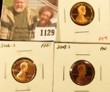 1129 . (3) Proof Lincoln Memorial Cents, 2004-S, 2006-S & 2008-S, g