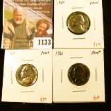 1133 . (3) Proof Jefferson Nickels, 1959, 1960, 1961, group value $
