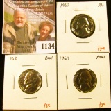 1134 . (3) Proof Jefferson Nickels, 1962, 1963, 1964, group value $