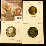 1138 . (3) Proof Jefferson Nickels, 1987-S (toned!), 1999-S, 2001-S