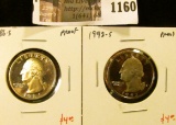 1160 . (2) Proof Washington Quarters, 1986-S & 1993-S, value for pa