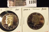 1180 . (2) Proof Kennedy Half Dollars, 1993-S & 2000-S, value for p