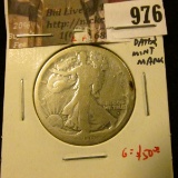 976 . 1916-D Walking Liberty Half Dollar, AG, clear date & mint mar