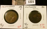 1221 . (2) Newfoundland Large Cents, 1872H G, 1890 VG/F, value for