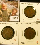 1223 . (3) Newfoundland Large Cents, 1920C F+ verdigris, 1929 F ver