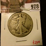 978 . 1917-S Walking Liberty Half Dollar, obverse mint mark, G, val