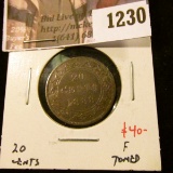 1230 . 1888 Newfoundland 20 Cents, F toned, value $40