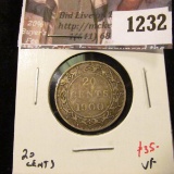 1232 . 1900 Newfoundland 20 Cents, VF, value $35