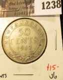 1238 . 1917C Newfoundland 50 Cents, VG, value $15