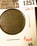 1257 . 1891 LD/LL Canada One Cent, Obverse 3, XF, value $50+