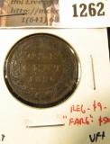 1262 . 1896 Canada One Cent, VF+, regular value $9, “Far 6” variety