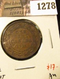 1278 . 1911 Canada One Cent, AU, value $17