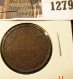 1279 . 1912 Canada One Cent, XF, value $6