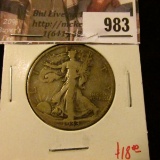 983 . 1933-S Walking Liberty Half Dollar, F, value $18