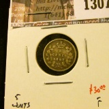 1307 . 1887 Canada Five Cent Silver, F, value $30