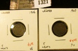 1321 . (2) Canada Five Cent Silvers, 1906 VG, 1907 F, value for pai