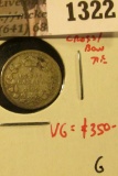 1322 . 1909 Canada Five Cent Silver, Round/Maple Leaf, Cross/Bowtie