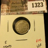 1323 . 1910 Canada Five Cent Silver, VF, value $14