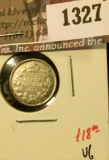 1327 . 1915 Canada Five Cent Silver, VG, value $18