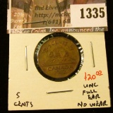 1335 . 1942 Tombac Canada Five Cents, UNC, full ear, no wear, value