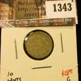 1343 . 1871 Canada Ten Cents, G, value $28