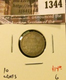 1344 . 1874H Canada Ten Cents, G, value $14
