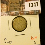 1347 . 1891 22 leaves Canada Ten Cents, G, value $20