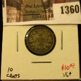 1360 . 1907 Canada Ten Cents, VG+, value $10