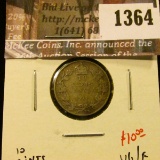 1364 . 1911 Canada Ten Cents, VG/F, value $10