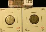 1375 . (2) Canada Ten Cents 1931 VG+ & 1936 VF, value for pair $8