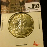 993 . 1942 Walking Liberty Half Dollar, BU MS63+, value $60+