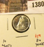 1380 . 1963 Canada Ten Cents, BU toned, value $5