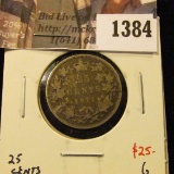 1384 . 1871 Canada 25 Cents, obverse 2, G, value $25