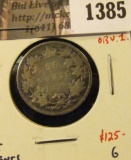 1385 . 1871H Canada 25 Cents, obverse 1, G, value $125