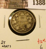 1388 . 1874H Canada 25 Cents, G, value $12