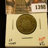 1398 . 1904 Canada 25 Cents, VG, value $35