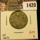 1420 . 1931 Canada 25 Cents, G, value $5