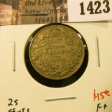 1423 . 1935 Canada 25 Cents, F+, value $15