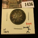 1436 . 1960 Canada 25 Cents, BU proof-like, toned, value $14