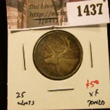 1437 . 1961 Canada 25 Cents, XF toned, value $5