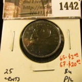 1442 . 1980 Canada 25 Cents, BU proof-like, MS 65 value $2, MS67 va
