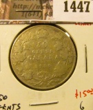 1447 . 1910 Canada 50 Cents, Edward leaves, G, value $15