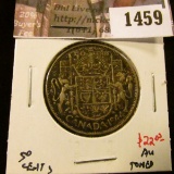 1459 . 1944 Canada 50 Cents, AU toned, value $22